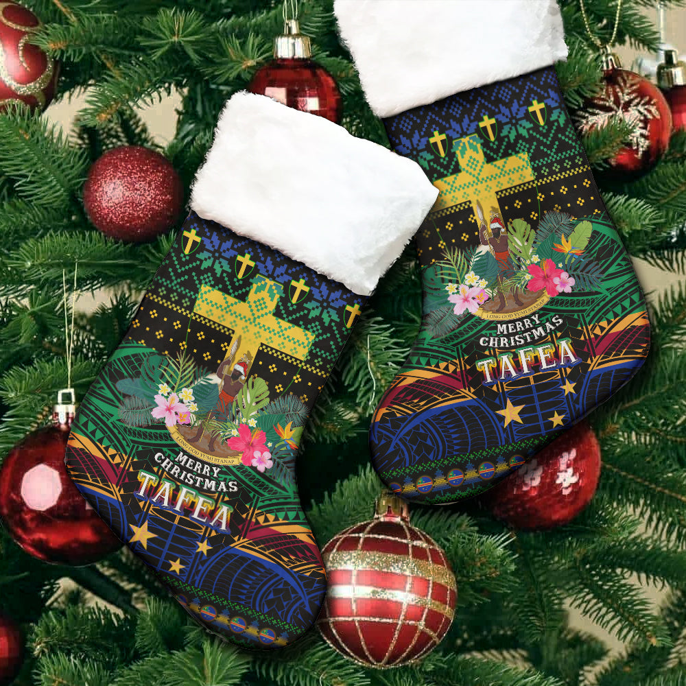 Tafea Polynesian Christmas Stocking - Tafea Vanuatu Coat of Arms Christmas Hat Polynesian Patterns Christmas Stocking