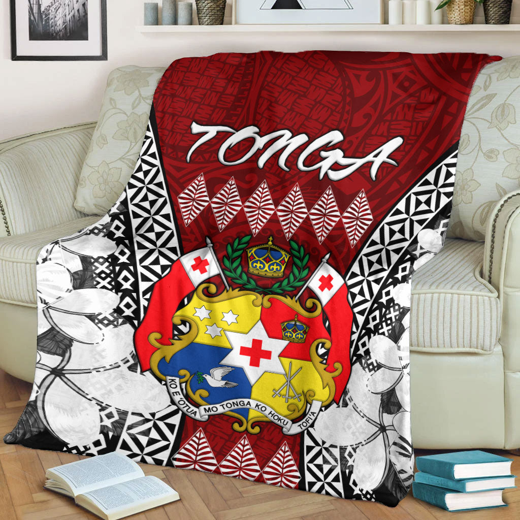 Tonga Premium Blanket - Pattern Inspired By Tonga And Polynesian With Coat Of Arms
