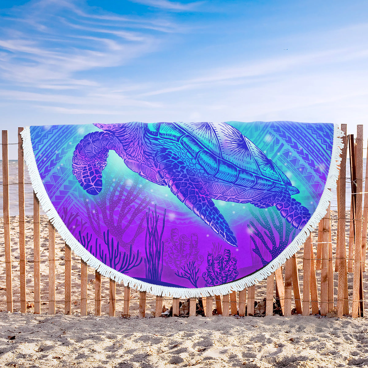 Hawaii Beach Blanket Turtle Underwater Sea Polynesian Style
