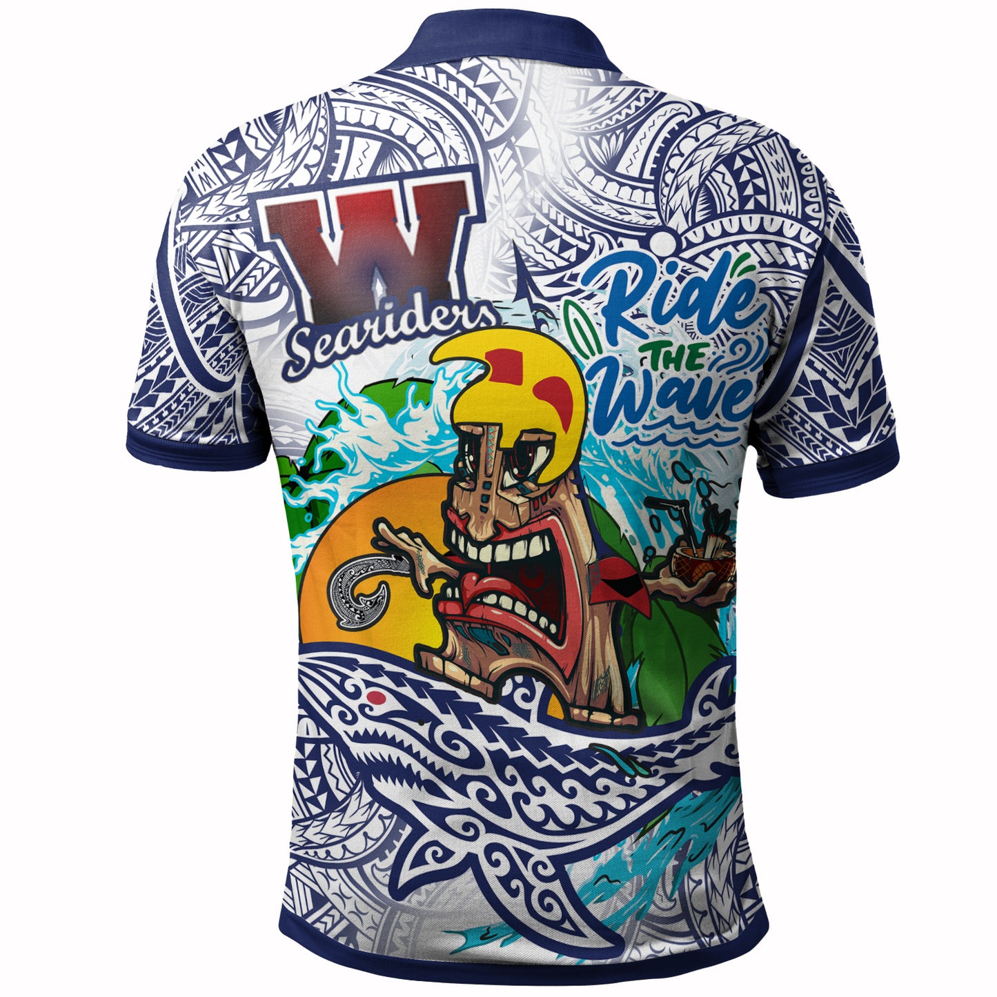 Hawaii Custom Personalised Polo Shirt - Waianae High School Tribal Tiki Shark Riders Polynesian Pride Polo Shirt