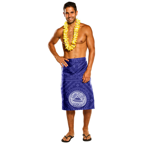 American Samoa Polynesian Lavalava - Samoa Coat Of Arms Polynesian Lavalava (Blue) 02