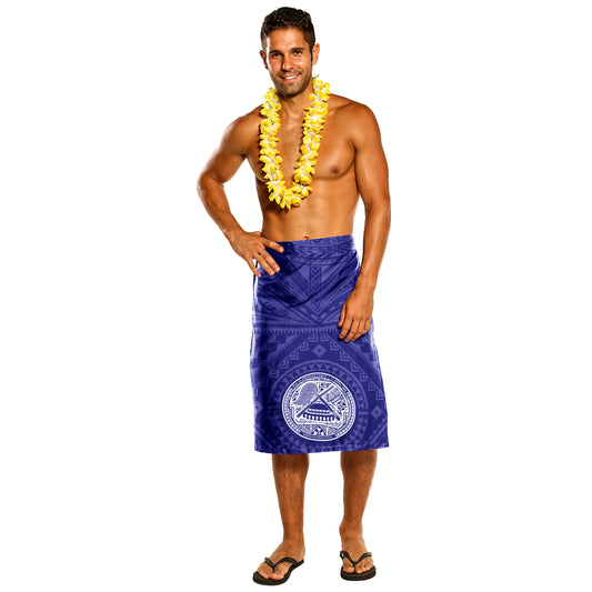 American Samoa Polynesian Lavalava - Samoa Coat Of Arms Polynesian Lavalava (Blue) 02