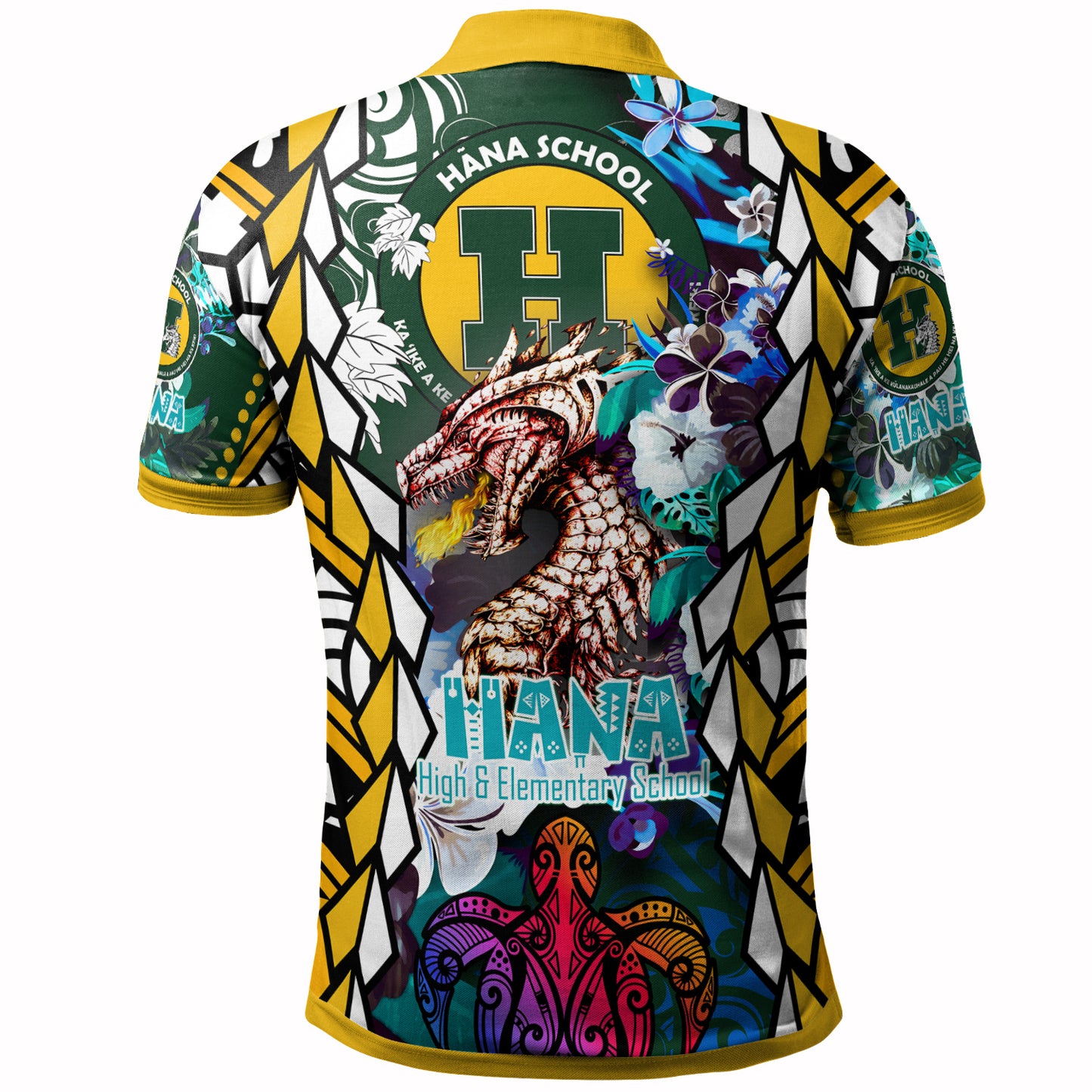 Hawaii Custom Personalised Polo Shirt - Hana High & Intermediate School Fire Dragon Polynesian Culture Pride