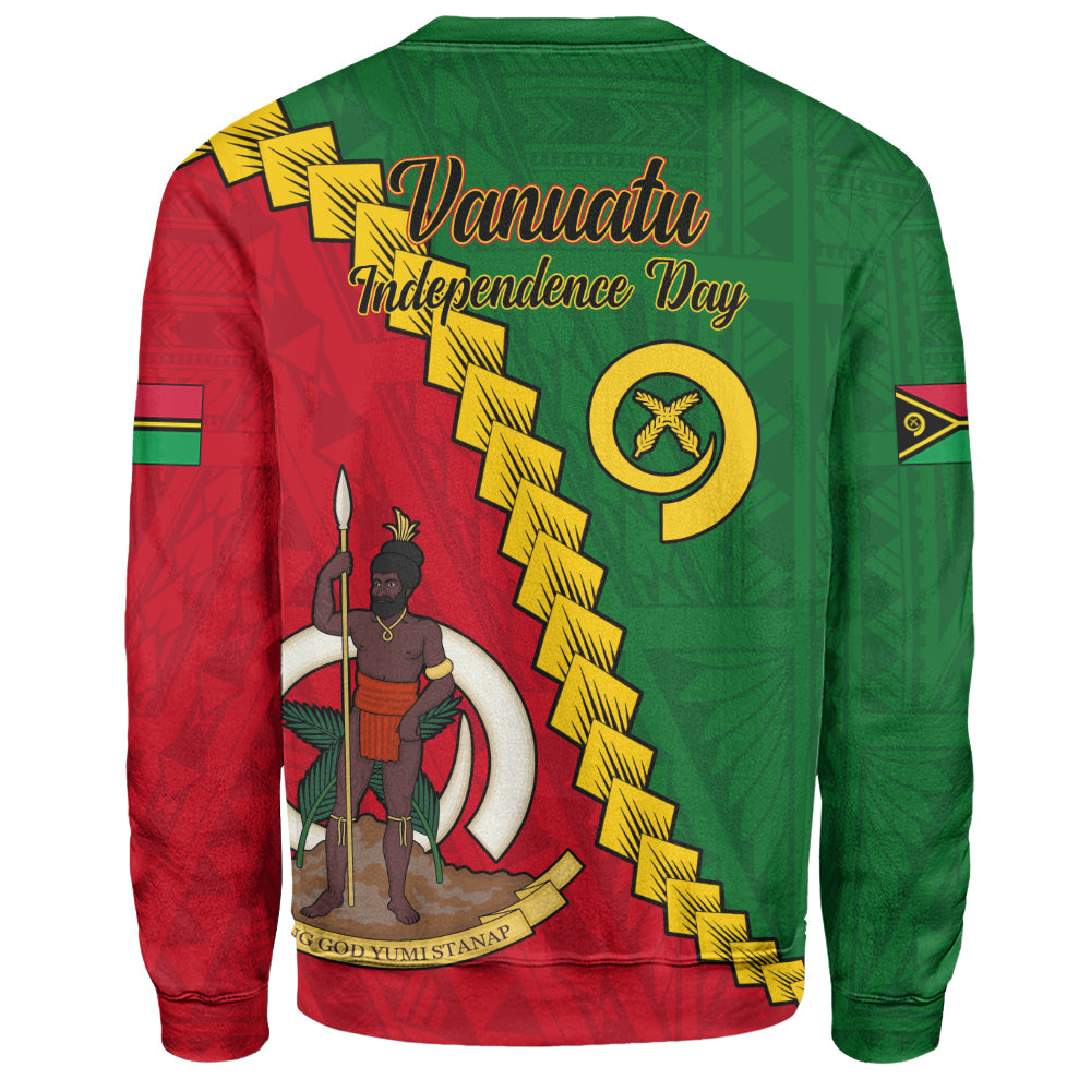 Vanuatu Sweatshirt Tribal Coat Of Arms With Flag Independence Day