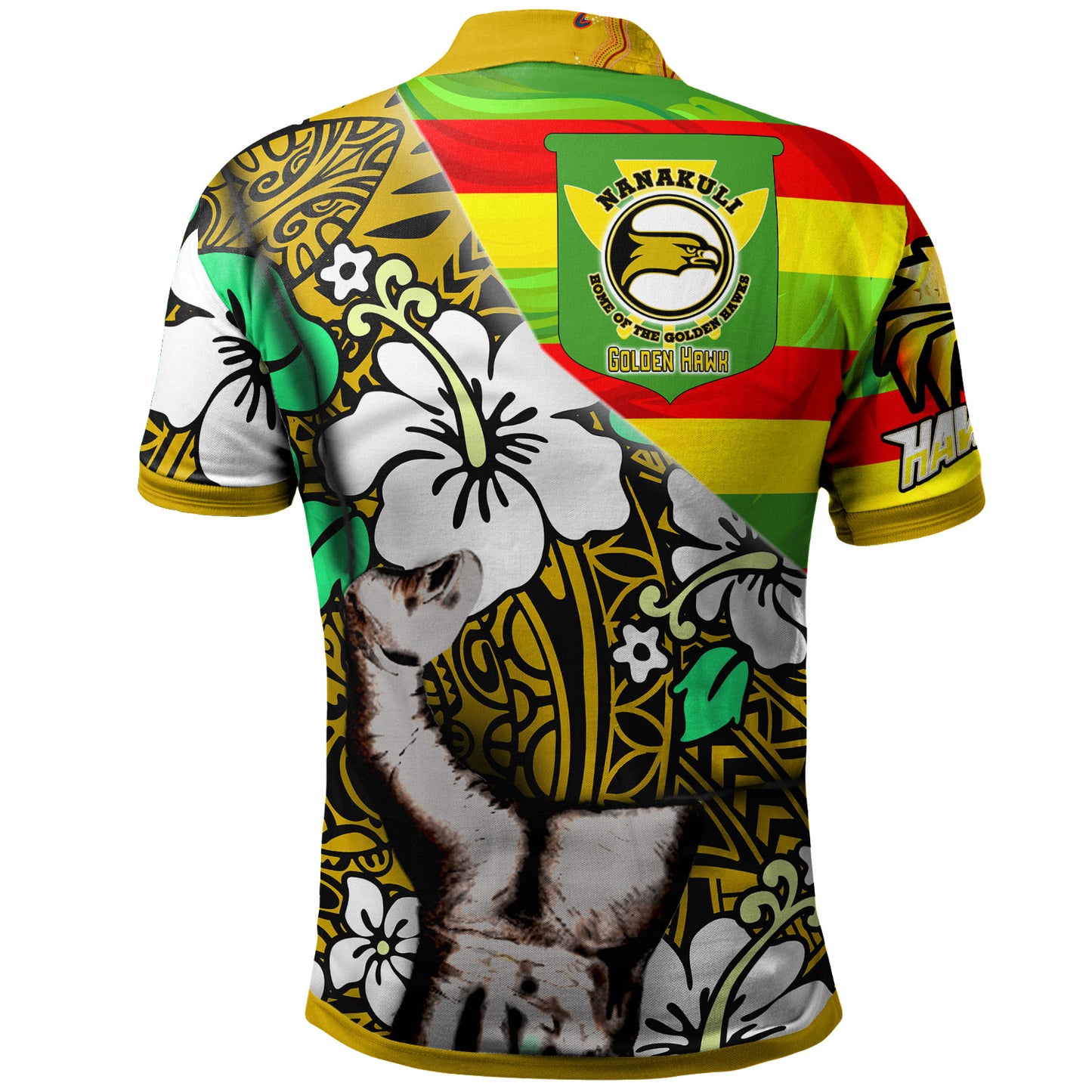 Hawaii Nanakuli High & Intermediate School Custom Polynesian Patronage Polo Shirt - The Golden Hawk Bloods In My Veins