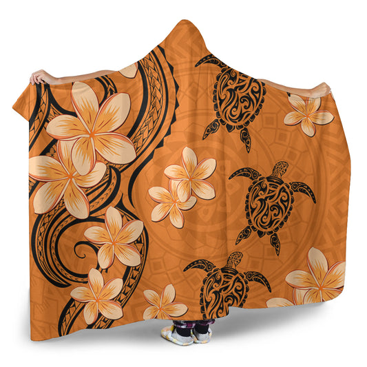 Hawaii Hooded Blanket Tribal Tattoo Polynesia Plumeria Flower