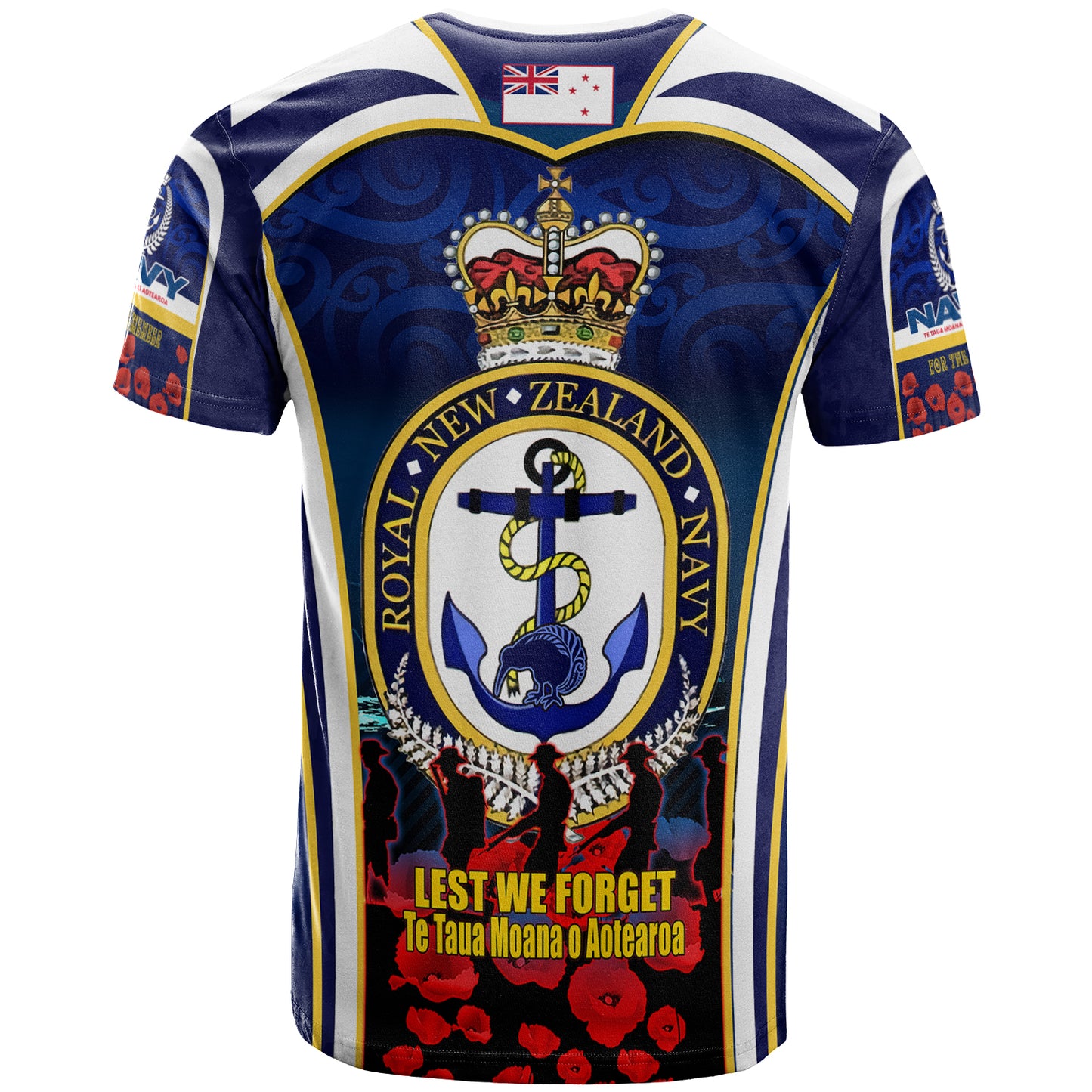 New Zealand T-Shirt Custom Anzac Day Royal New Zealand Navy Te Taua Moana o Aotearoa