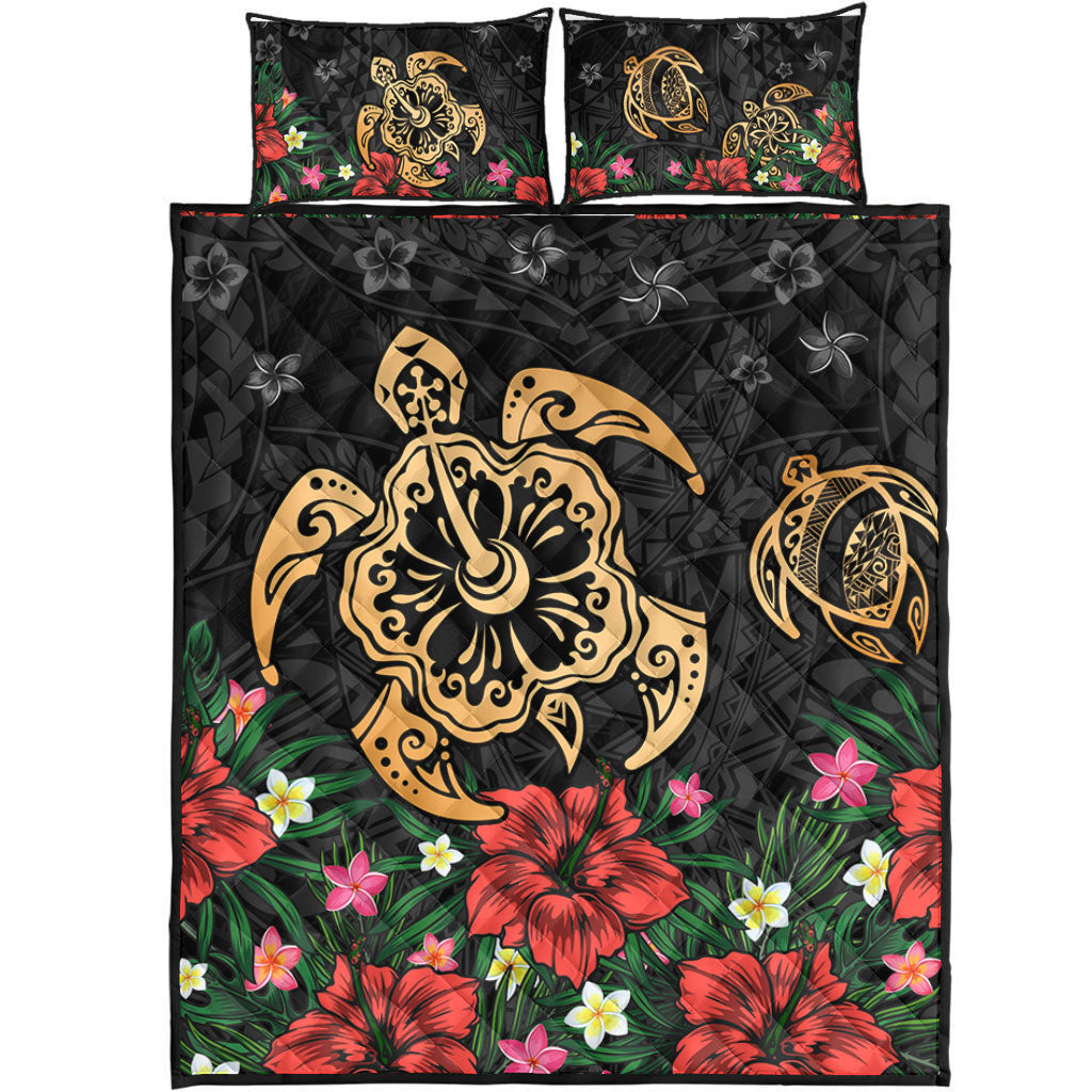 Hawaii Quilt Bed Set Polynesian Turtle Tropical Island Tribal Style