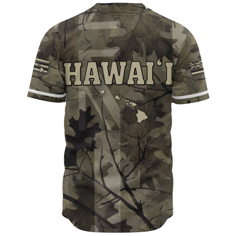Hawaii Baseball Shirt Tribal Kakau Camouflage Green
