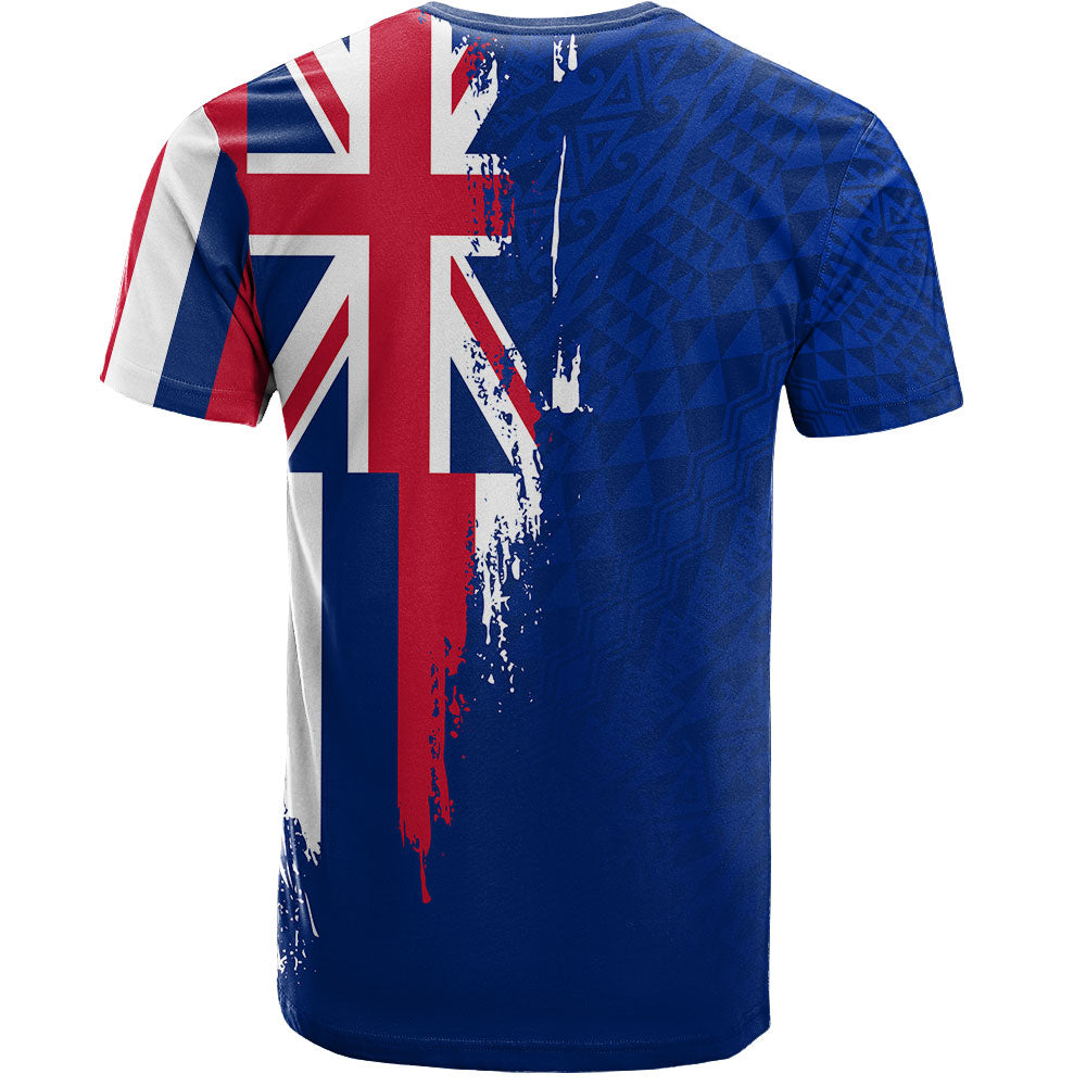 Hawaii T-Shirt Flag Polynesian Style Ocean Blue