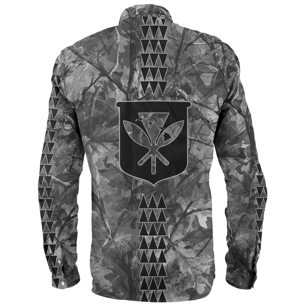 Hawaii Long Sleeve Shirt Woodland Kanaka Camo Style