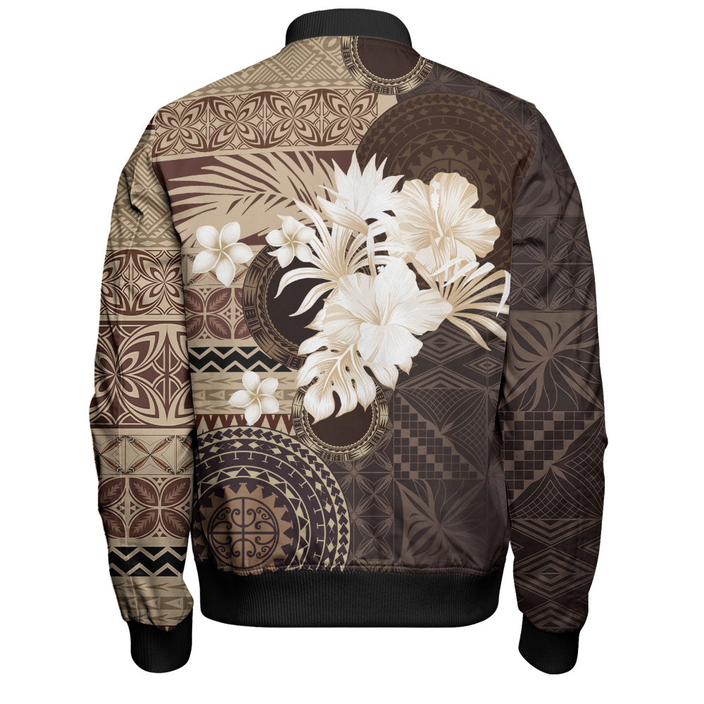 Samoa Bomber Jacket Siapo Motif Print Fabric
