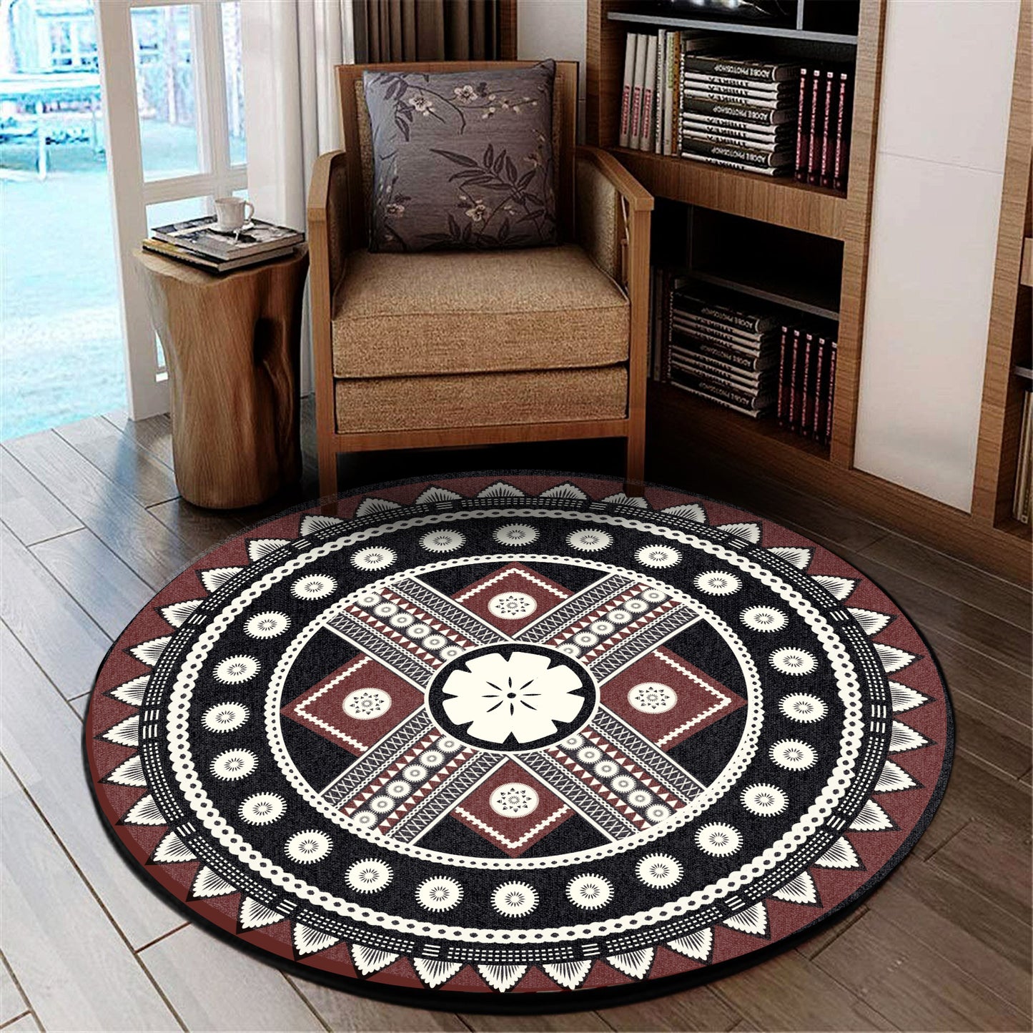 Fiji Round Rug - Tapa Fiji Pattern Culture Style Round Rugs
