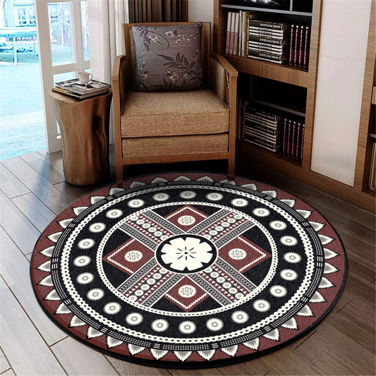 Fiji Round Rug - Tapa Fiji Pattern Culture Style Round Rugs