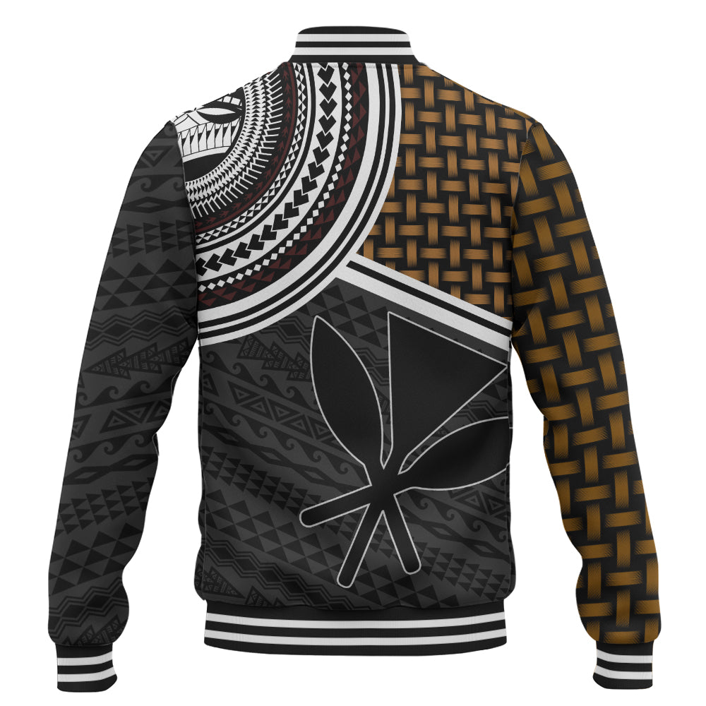 Hawaii Baseball Jacket Kanaka Maoli Lauhala Pattern Tribal Polyneisan Vintage Style