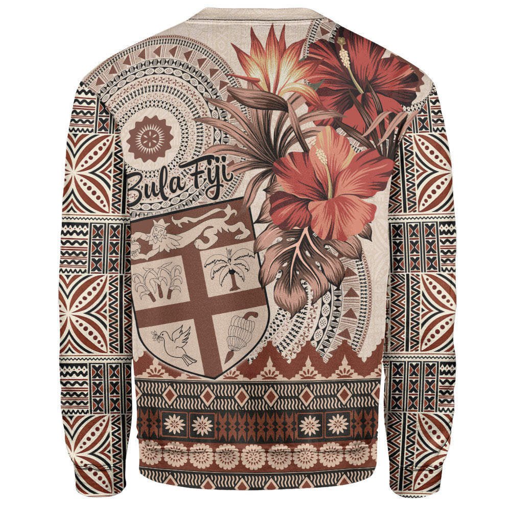 Fiji Sweatshirt Bula Tribal Print Beige