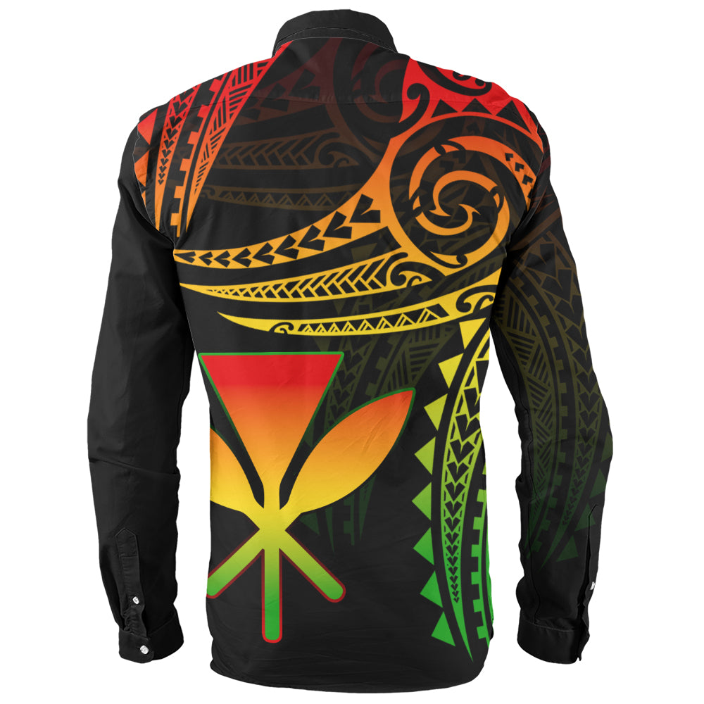 Hawaii Long Sleeve Shirt Polynesian Flame Of Hawaii Style