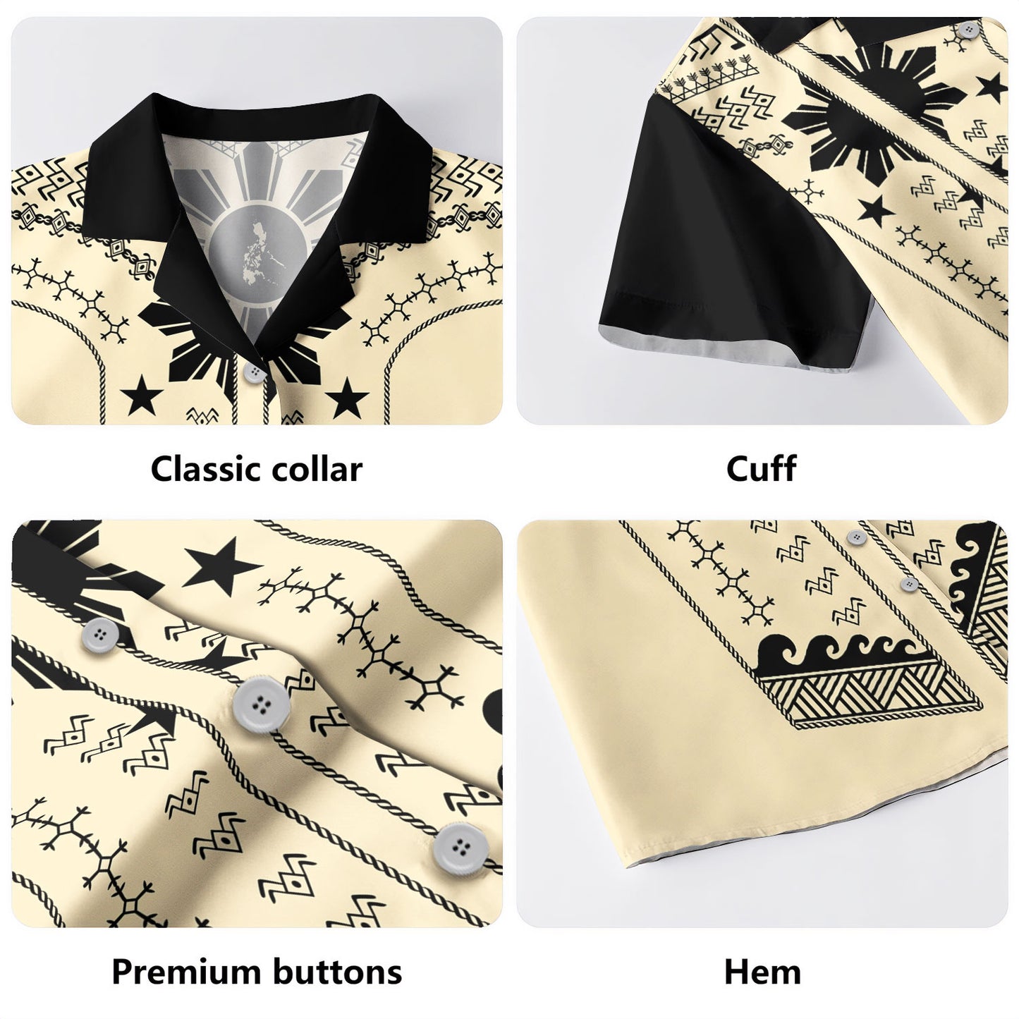 Philippines Filipinos Hawaiian Shirt Sun Tattoo Motifs Designs