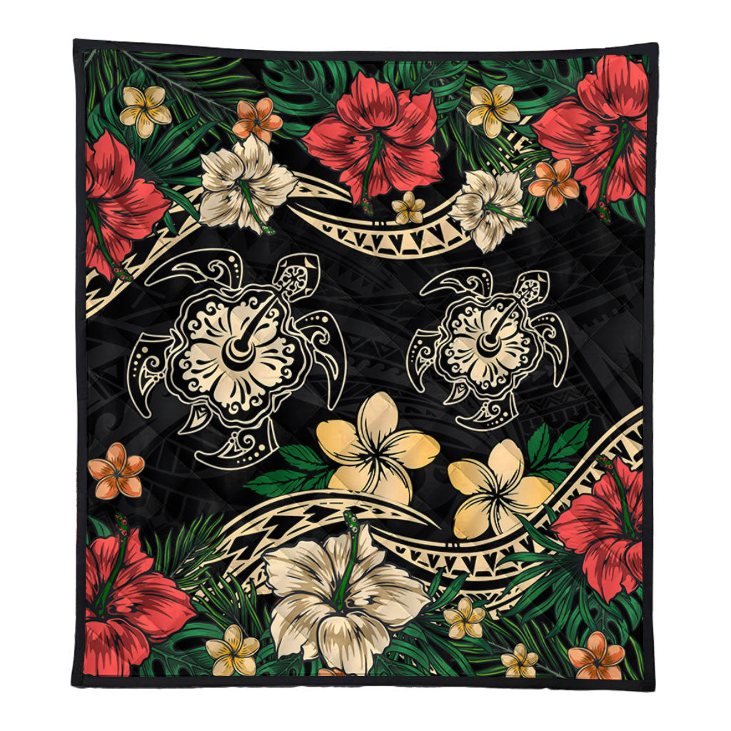 Hawaii Premium Quilt Hawaiian Map Turtle Drawing Tattoo