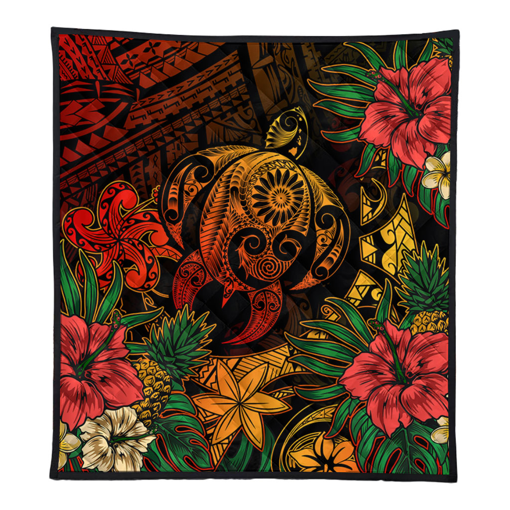 Hawaii Premium Quilt Tribal Polynesia Sea Turtle Design Pacific Dream