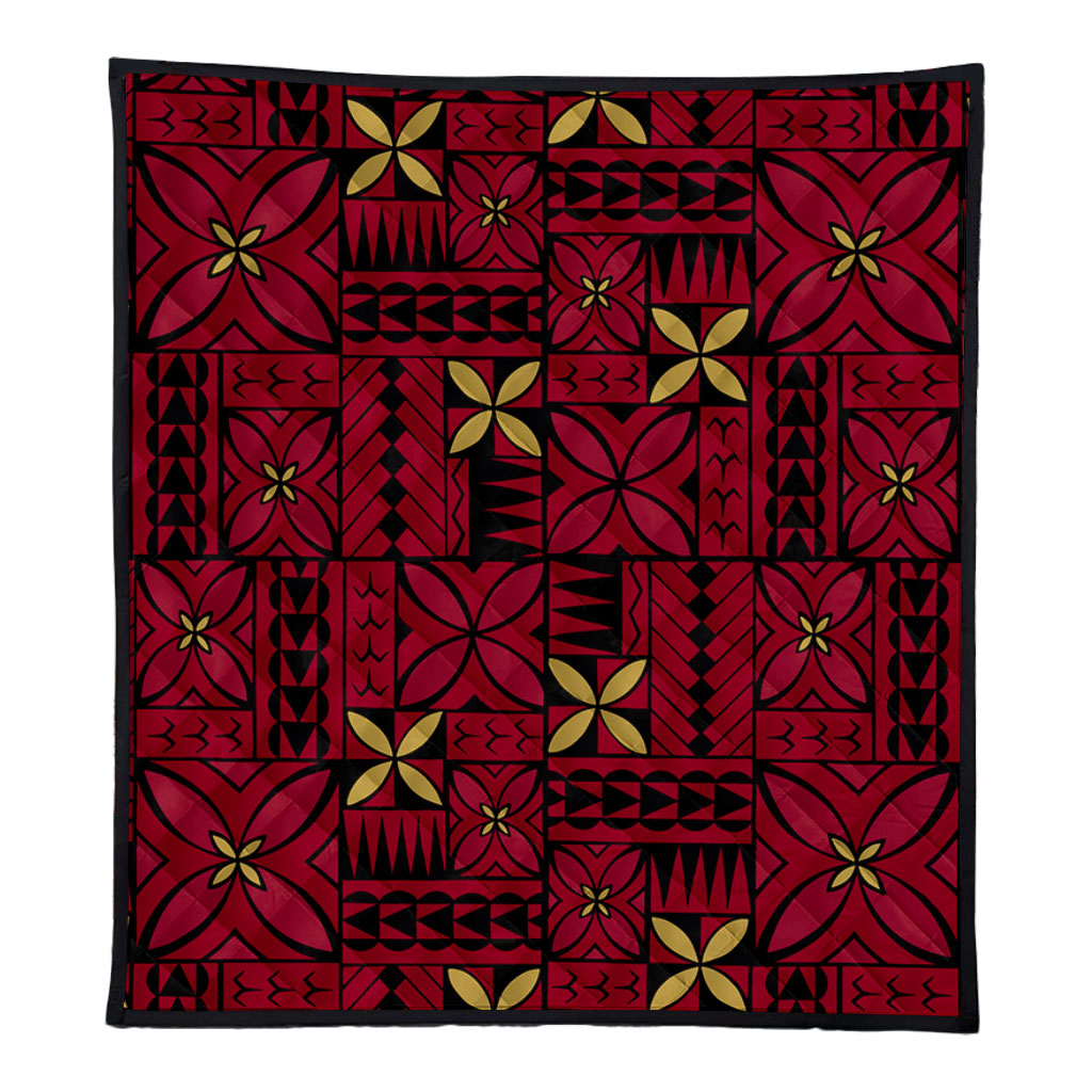 Samoa Premium Quilt Siapo Design Tribal Pattern Red