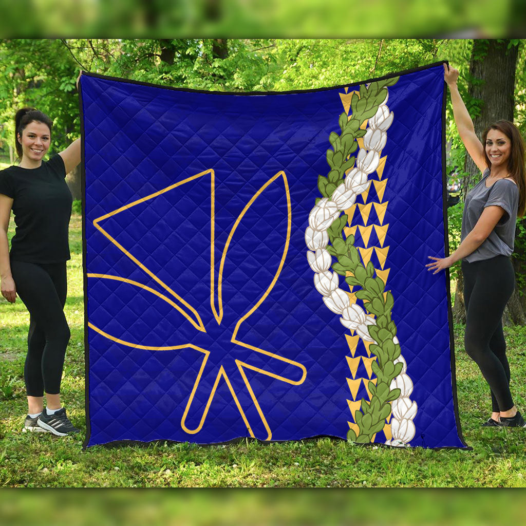Hawaii Premium Quilt Kanaka Maoli Puakenikeni Maile Flower Lei