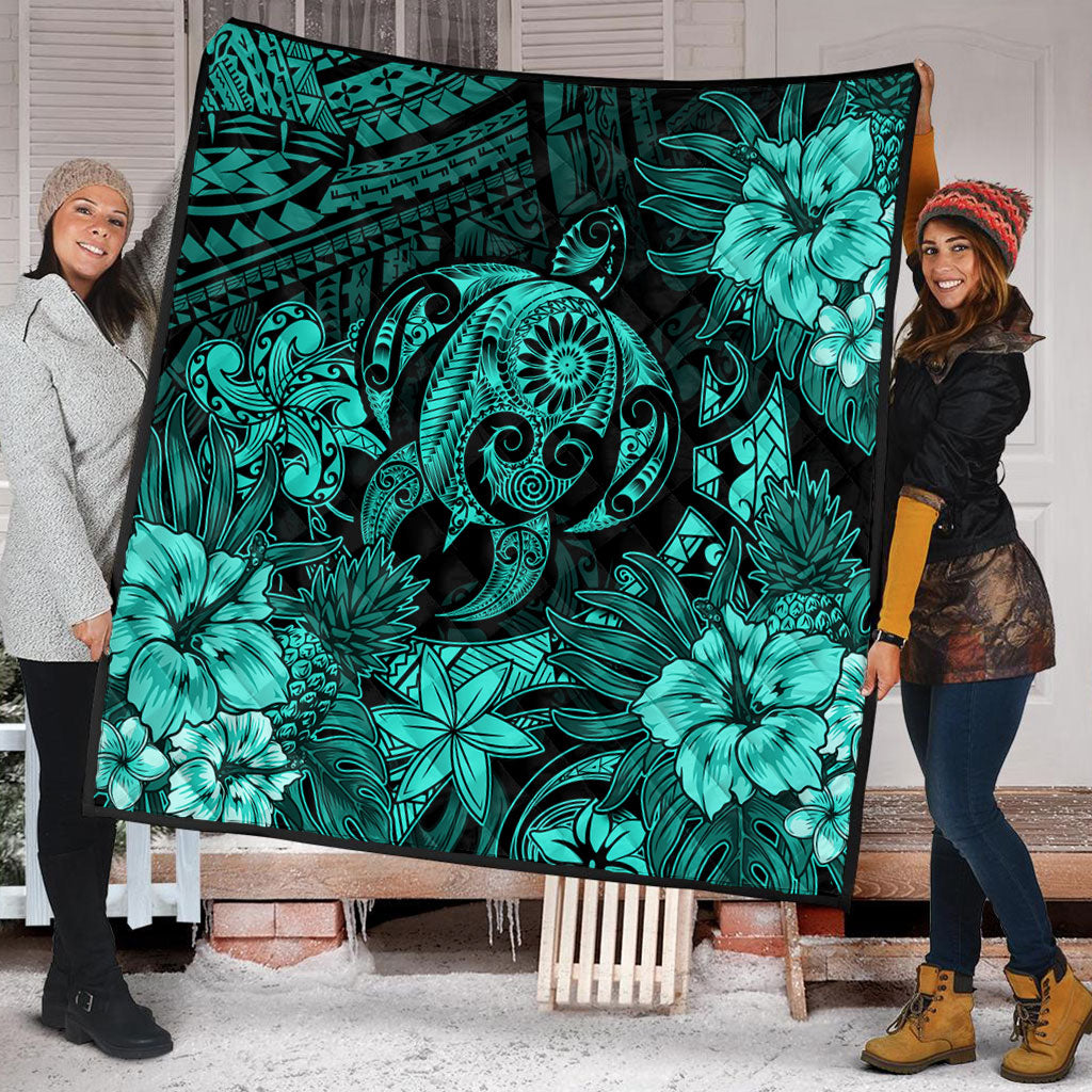 Hawaii Premium Quilt Tribal Polynesia Sea Turtle Design Pacific Dream