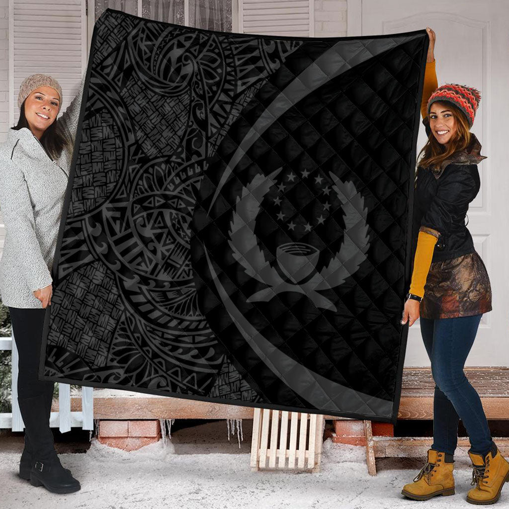 Pohnpei State Premium Quilt Lauhala Gray Circle Style