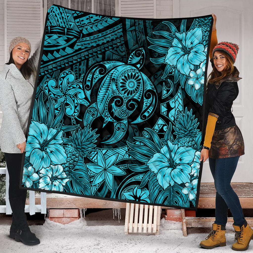Hawaii Premium Quilt Tribal Polynesia Sea Turtle Design Pacific Dream