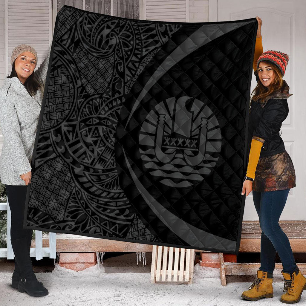 French Polynesia Premium Quilt Lauhala Gray Circle Style