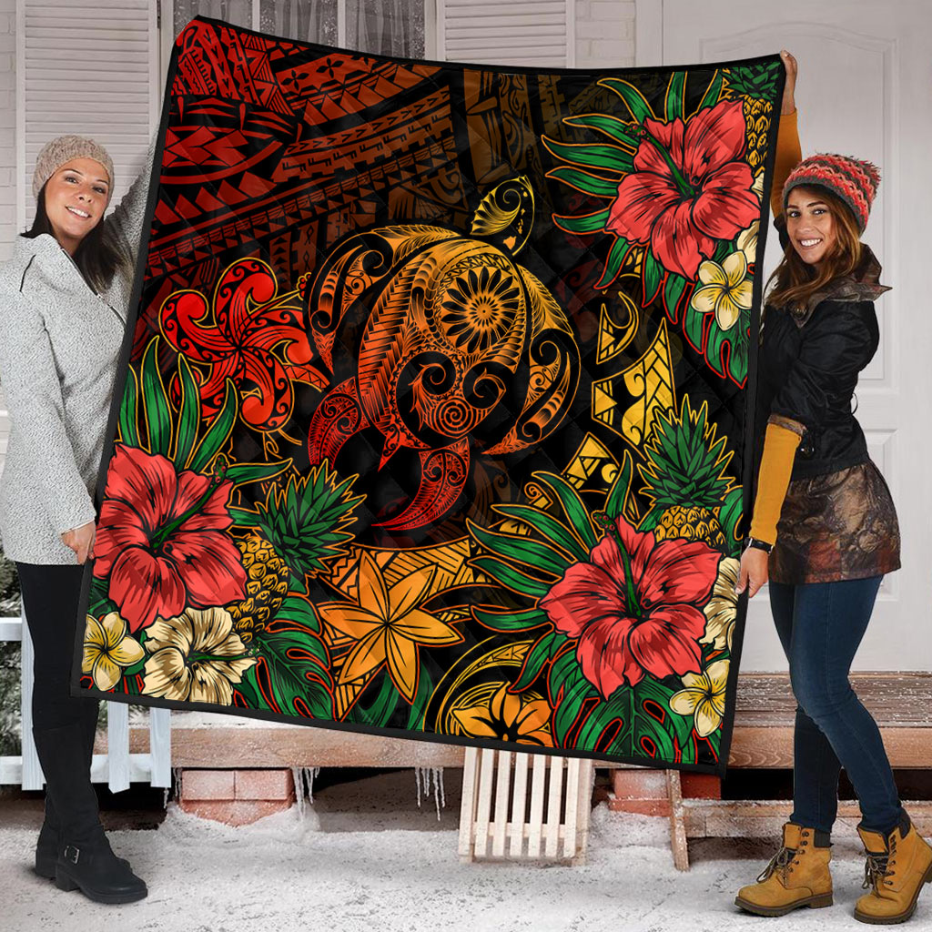 Hawaii Premium Quilt Tribal Polynesia Sea Turtle Design Pacific Dream