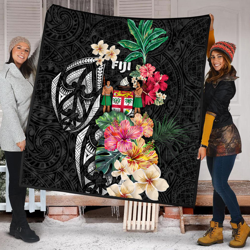 Fiji Premium Quilt Coat Of Arms Polynesian With Hibiscus