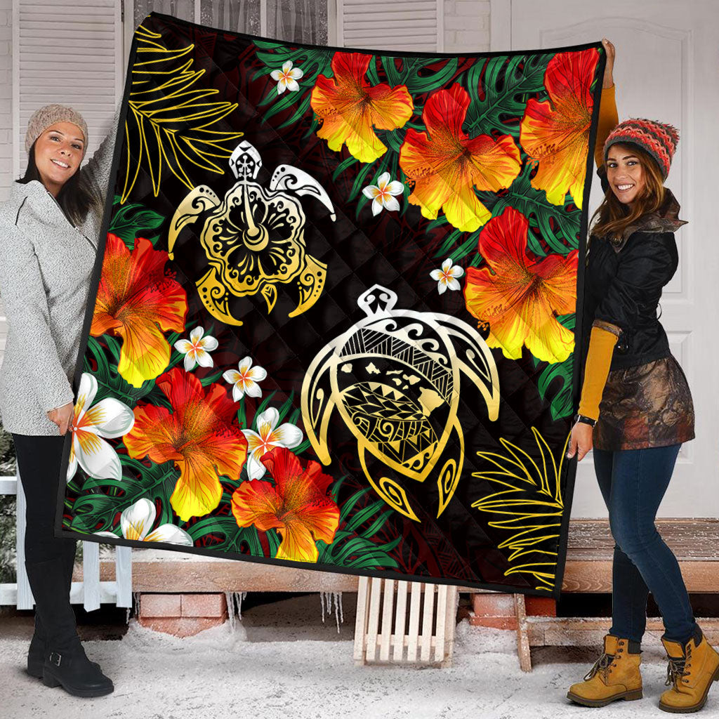 Hawaii Premium Quilt Polynesian Tribal Floral Turtle