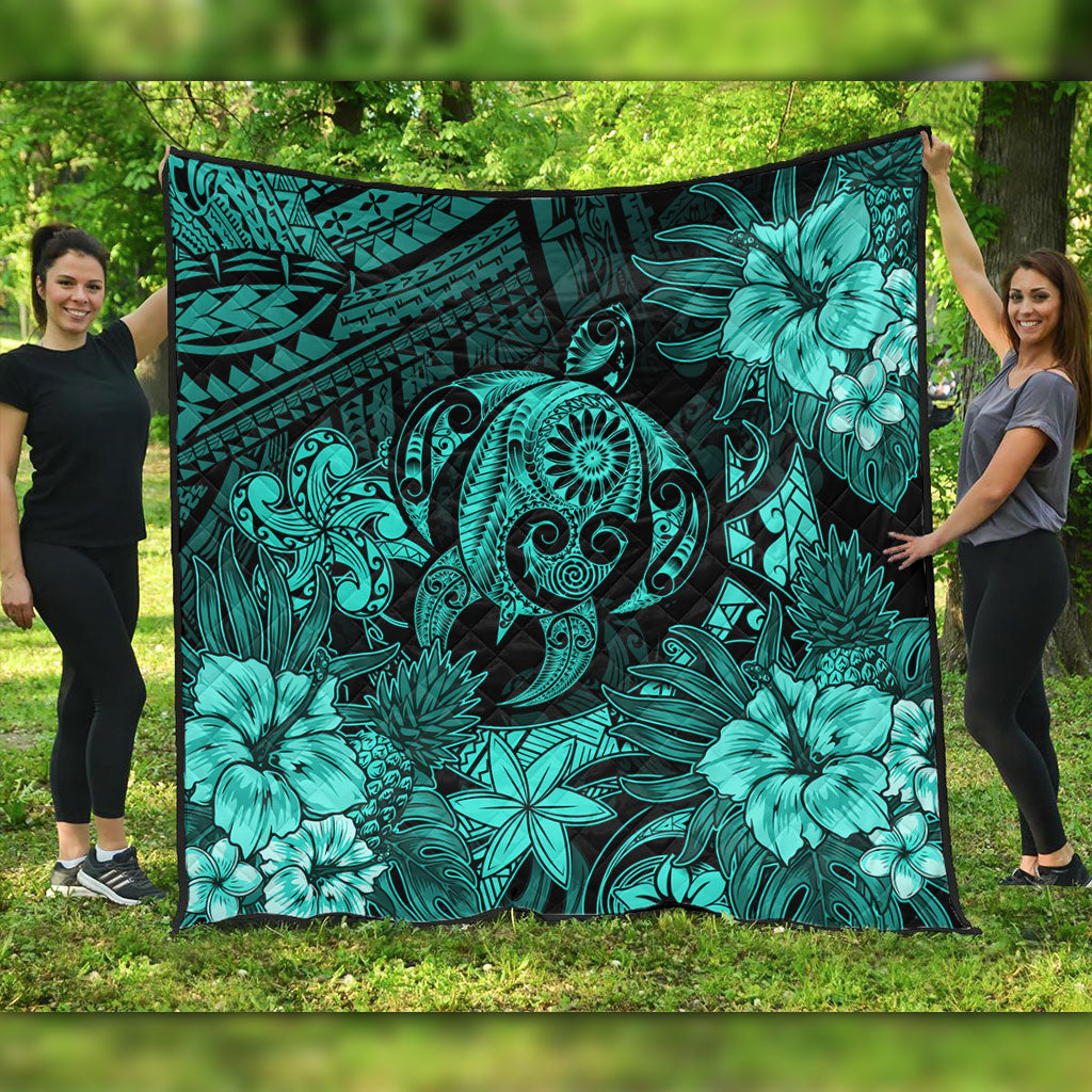 Hawaii Premium Quilt Tribal Polynesia Sea Turtle Design Pacific Dream