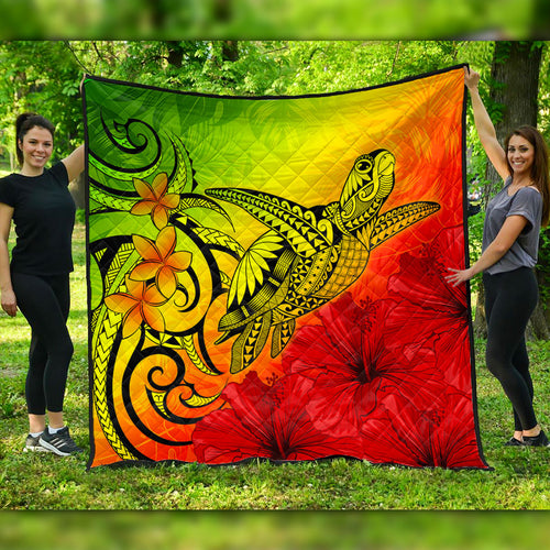 Hawaii Premium Quilt Tribal Polynesia Tropical Hibiscus Flower