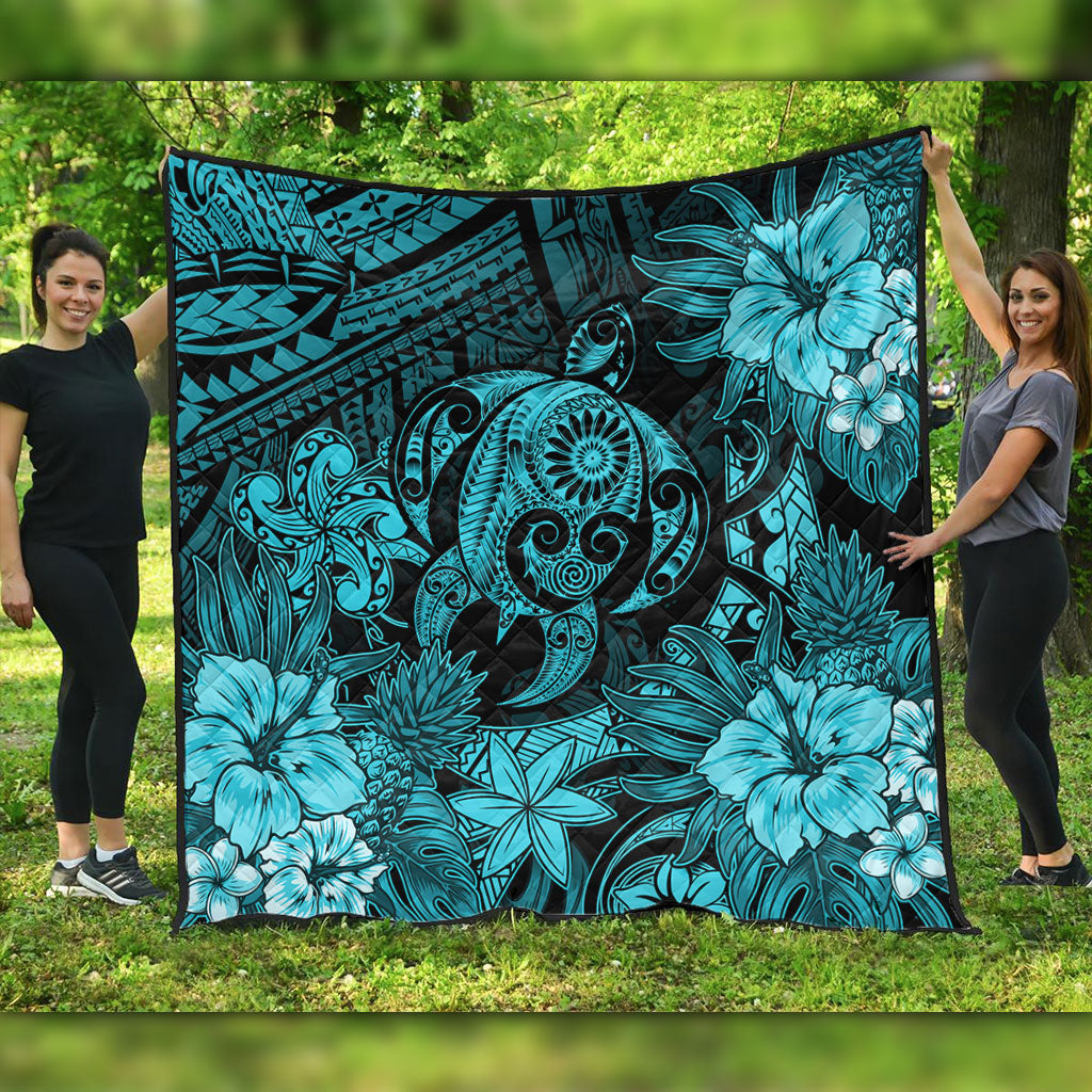 Hawaii Premium Quilt Tribal Polynesia Sea Turtle Design Pacific Dream