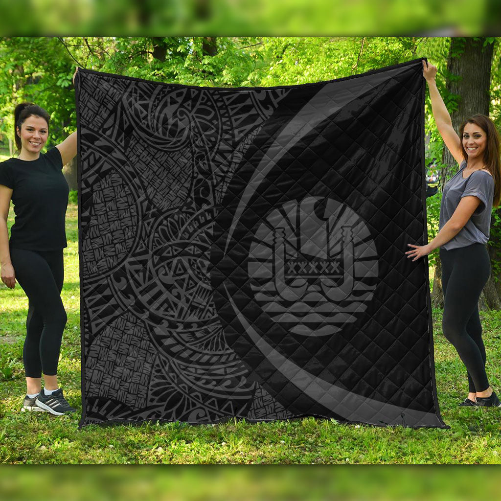 French Polynesia Premium Quilt Lauhala Gray Circle Style