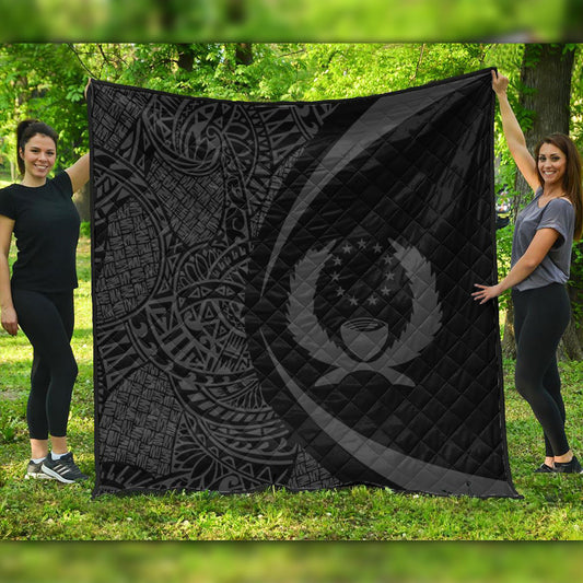 Pohnpei State Premium Quilt Lauhala Gray Circle Style