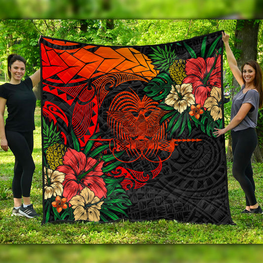 Papua New Guinea Premium Quilt Polynesian Coat Of Arms Tropical