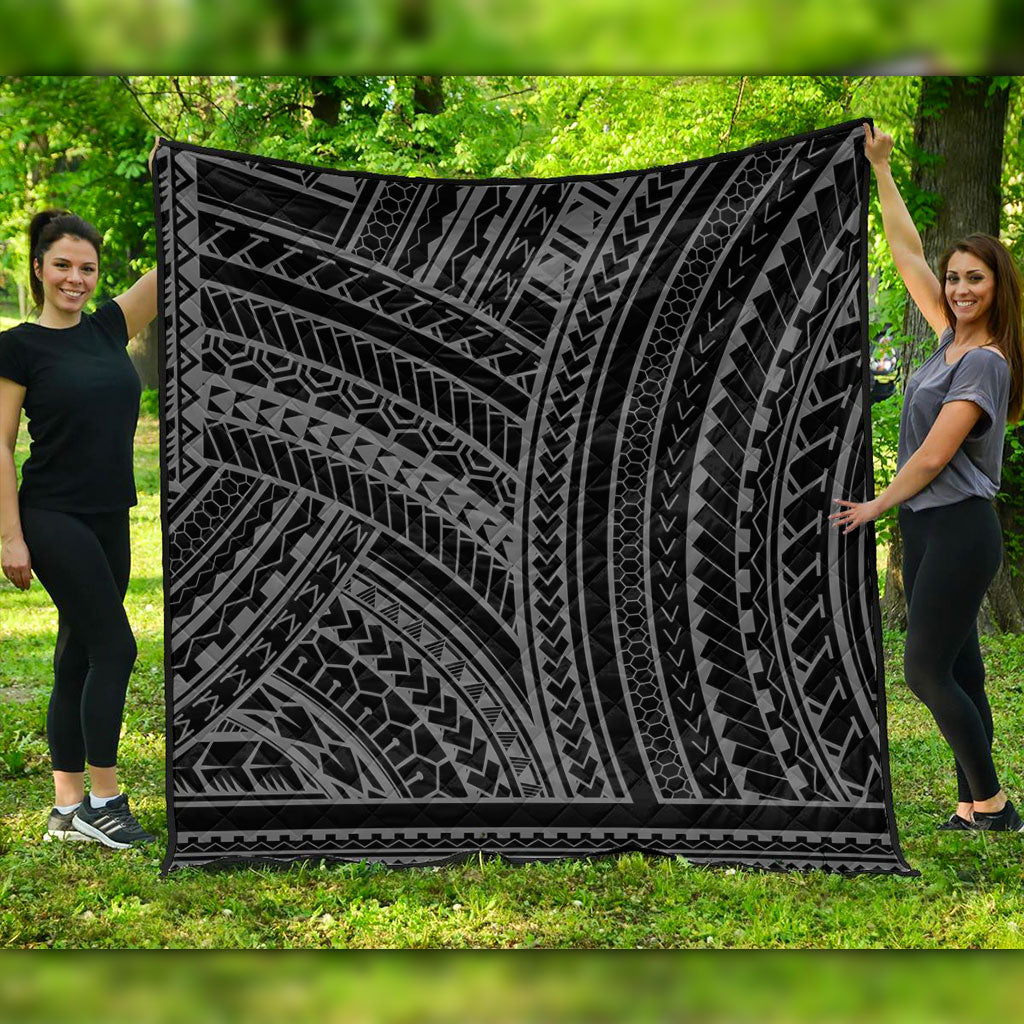 Hawaii Premium Quilt Polynesia Pattern Gray