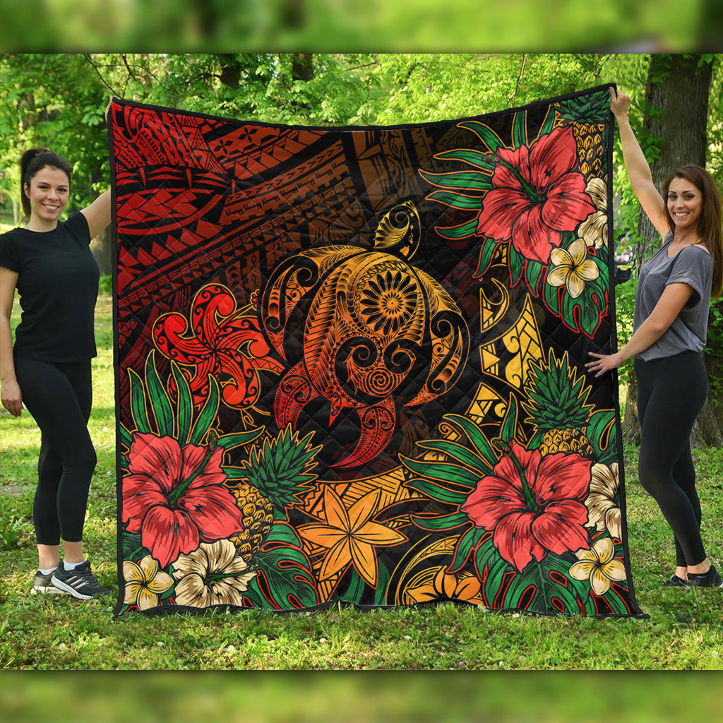 Hawaii Premium Quilt Tribal Polynesia Sea Turtle Design Pacific Dream