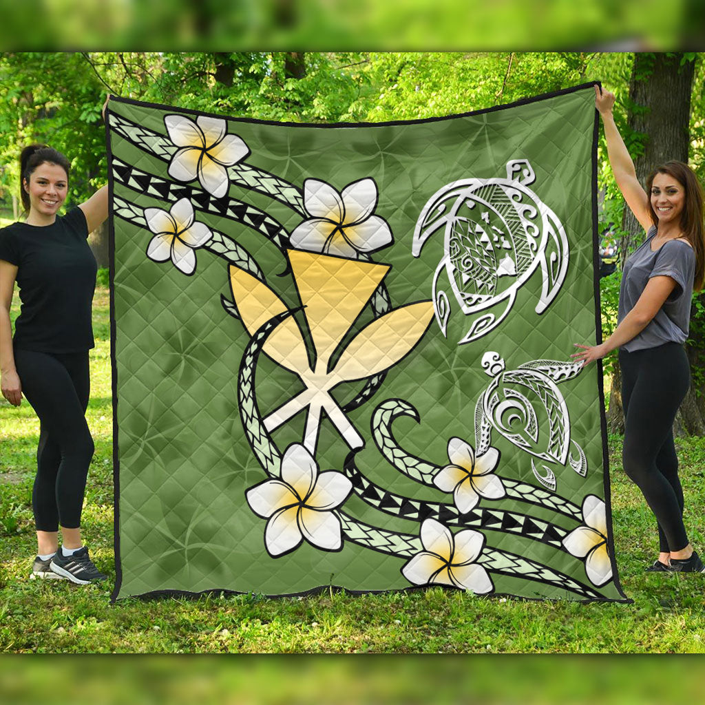 Hawaii Premium Quilt Kanaka And Turtle Map Plumeria Polynesia