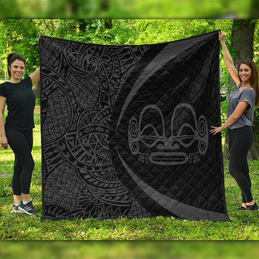 Marquesas Islands Premium Quilt Lauhala Gray Circle Style