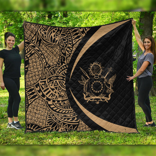 Cook Islands Premium Quilt Lauhala Gold Circle Style