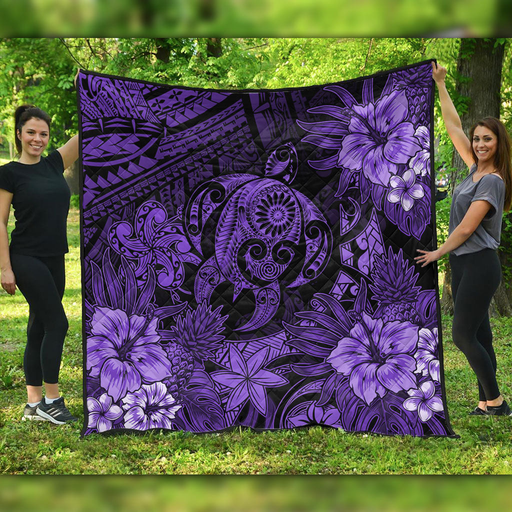Hawaii Premium Quilt Tribal Polynesia Sea Turtle Design Pacific Dream