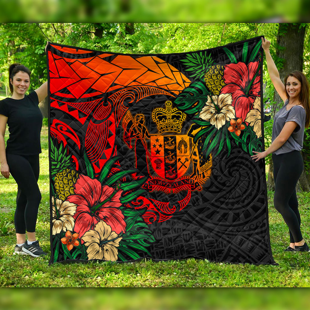 New Zealand Premium Quilt Polynesian Coat Of Arms Tropical