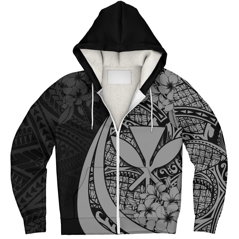 Hawaii Sherpa Hoodie National Plumeria Flower Symbols Style