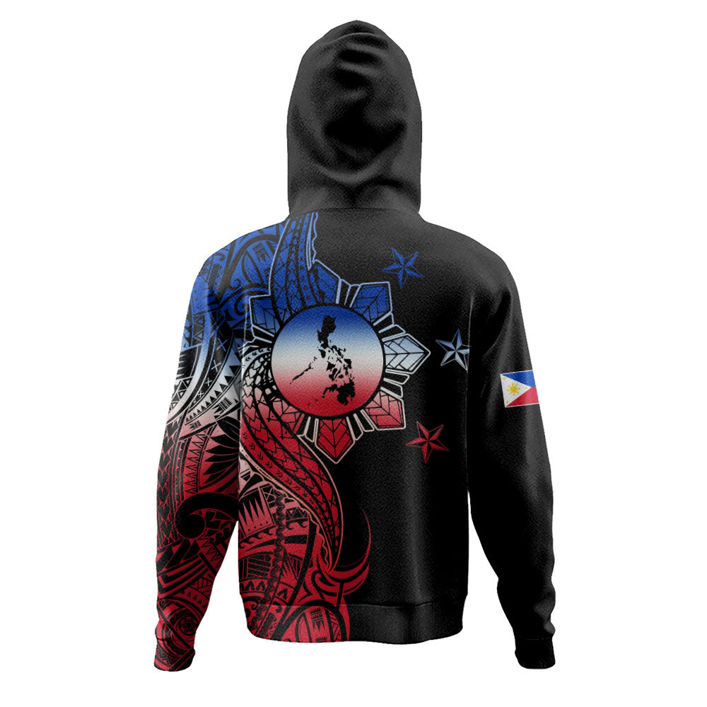 Philippines Filipinos Hoodie Flag Sun Map Tribal Fusion Style