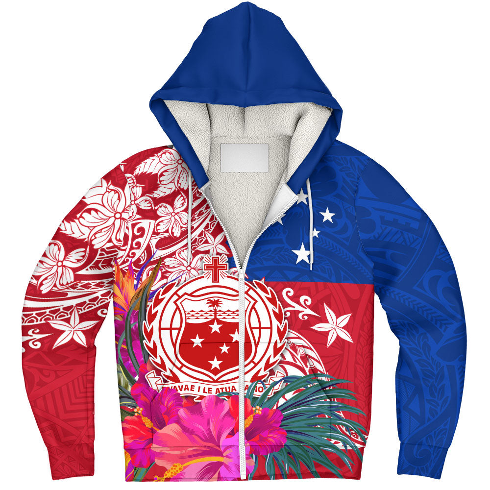 Samoa Sherpa Hoodie Flag Tribal Tropical Style