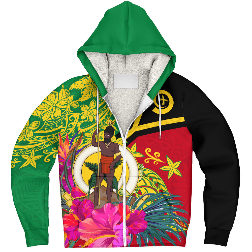 Vanuatu Sherpa Hoodie Flag Tribal Tropical Style